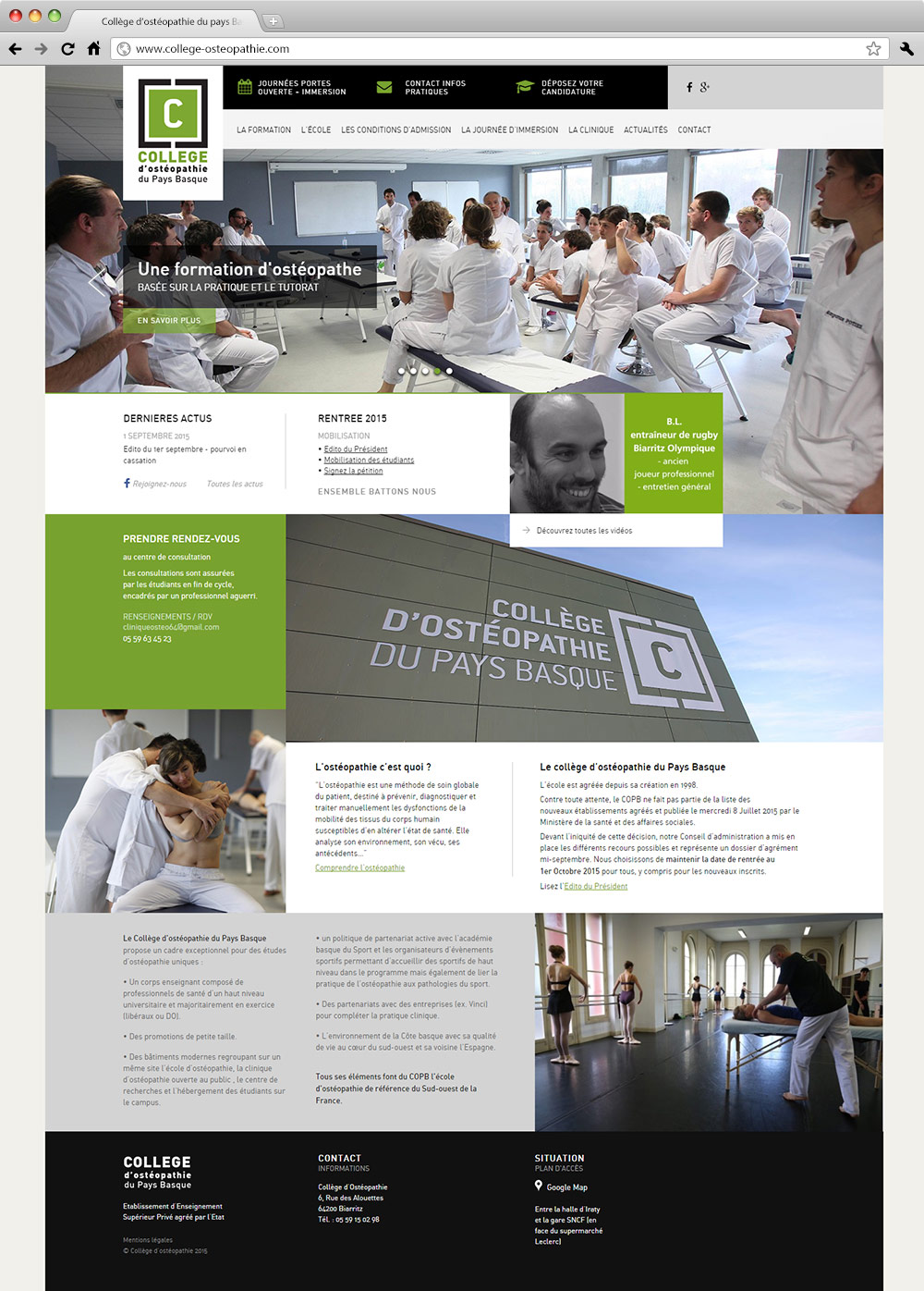 Collège ostéopathique Site internet